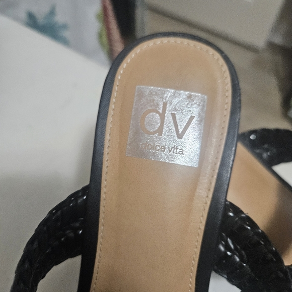DV by Dolce Vita Santana  Black Woven Strap Women's Sandals chunky heal … - Picture 3 of 11